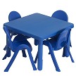 MyValue Preschool Square Table & 4 Chair Set, Royal Blue 